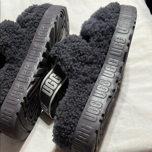 UGG Gray Cozy Slippers Plush Woolly Comfort